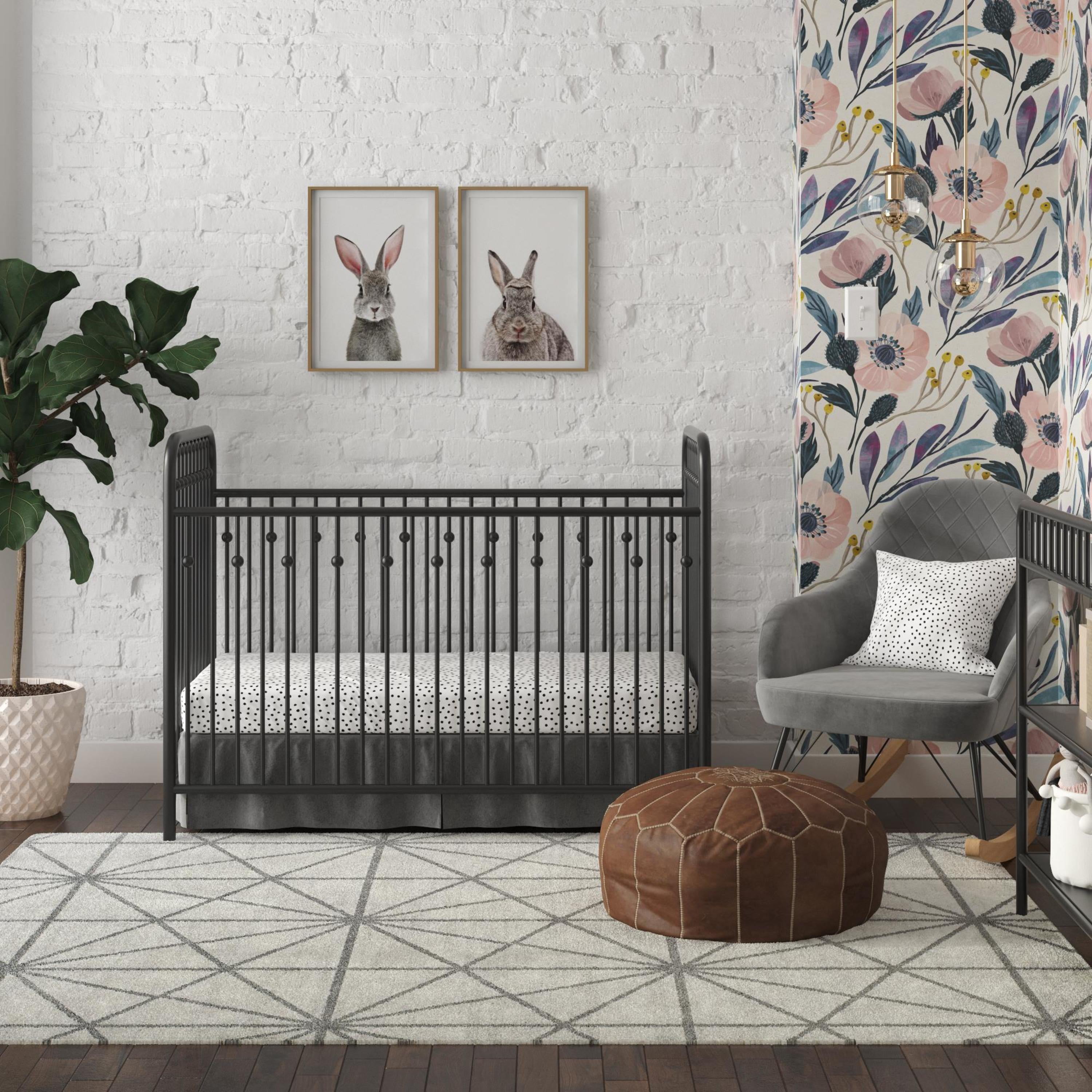 Little Seeds Monarch Hill Ivy Metal Baby Crib, Black