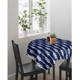 thumbnail image 4 of Navy Blue Knot Suqare Tablecloth - 60 x 60 Inch, Nautical Striped Monochrome Ocean Waterproof & StainResistant Tablecloth, Washable Oil-proof Table Cover for Dining/Party/Wedding/Camping/Buffet, 4 of 9