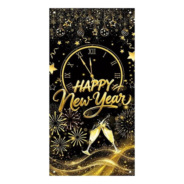 Rideau de Porte de Noël Coloré 180X90Cm, Polyester Décoration Suspendue pour Fête Intérieure Extérieure Entrée