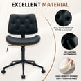 thumbnail image 3 of HAWGUAR Armless Home Office Chair with Wheels Mid Back Modern Walnut Chair Small Desk Chair No Arms Leather  Computer Chair for Office, Meeting Room,Makeup Room (Black), 3 of 7