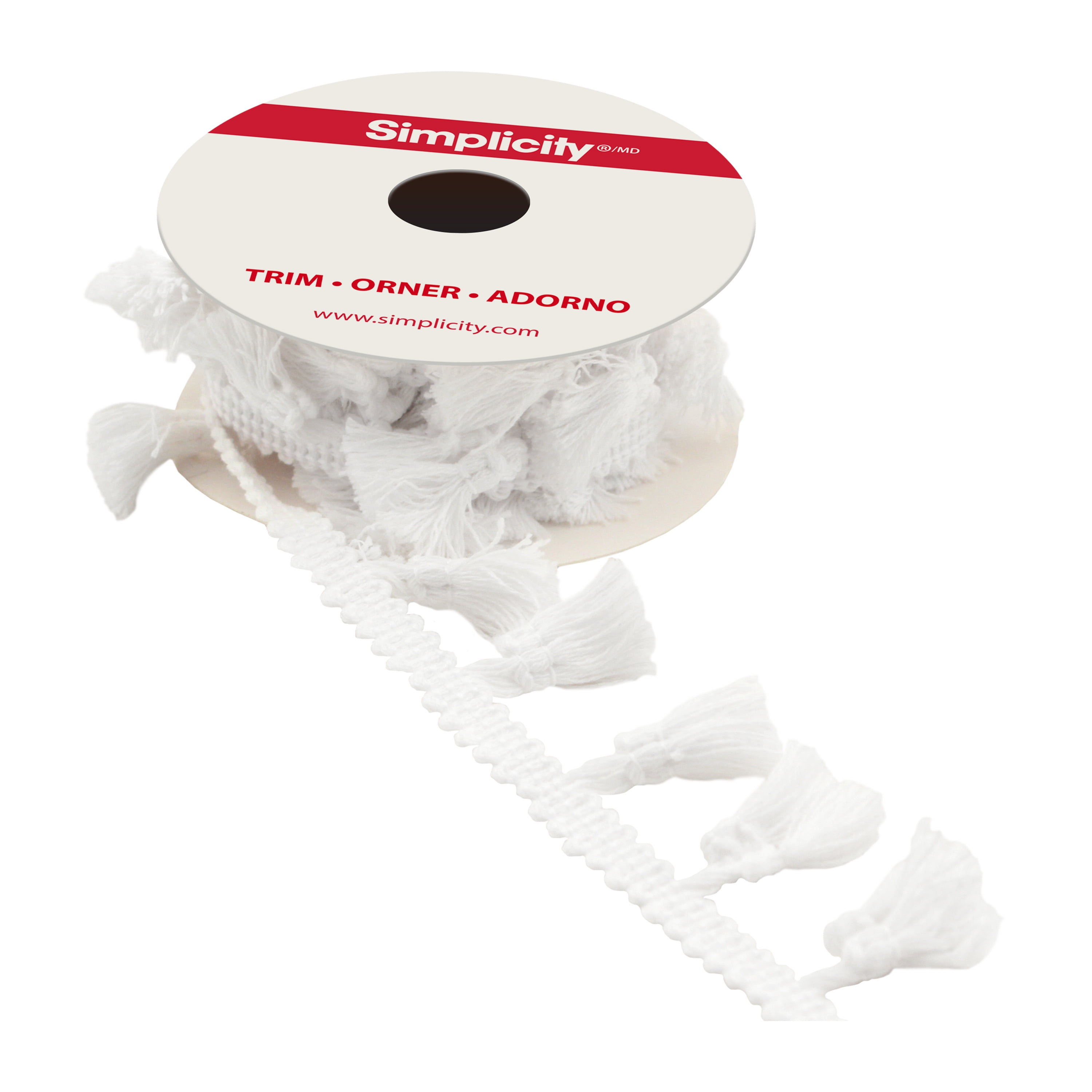 Simplicity 1.25" Tassel Fringe RibbonWhite
