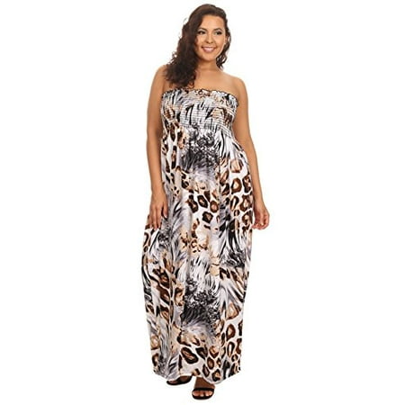plus smocked leopard maxi vacation animal summer dress