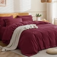 thumbnail image 2 of Cotton Duvet Cover Queen Size Pinstriped Comforter Cover with Button Washed Cotton Breathable Soft Solid Bedding Set Duvet Cover ×in & Pillowcases (NO Comforter), 2 of 9