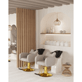 thumbnail image 3 of Baasha Ergonomic Gray and Gold Salon Chair with Comfortable Thickened Cushions, Heavy Duty Stylist Chair with Steel Frame, Stylish Hair Chair with Leather Upholstery, Weight Capacity 440 lbs, 3 of 8