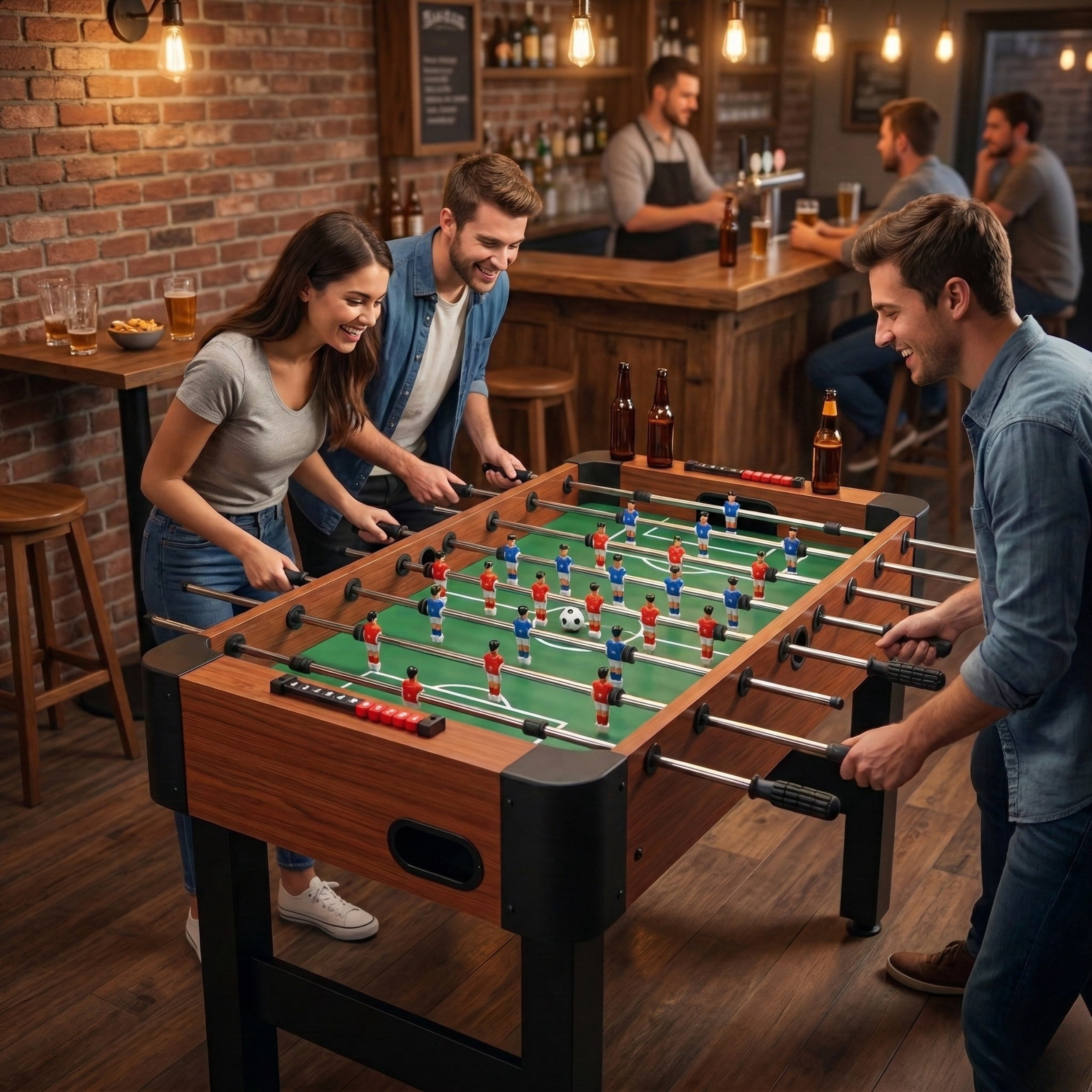 GOMYHOME 48" Foosball Table for Adults, MDF Soccer Game Table with Steel Rods and Scoring