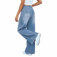 thumbnail image 5 of Karymi Jean Shorts Elastic Waist Denim Wide Leg Pants, Washed Stretch Jeans With Side Pockets Casual Trousers, 5 of 5