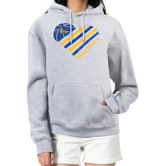 Women's G-III 4Her by Carl Banks Heather Gray Golden State Warriors Heart Pullover Hoodie
