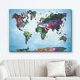 thumbnail image 2 of wall26 Canvas Print Wall Art Watercolor Style Green &amp; Purple World Map Architecture &amp; Maps Cultural Illustrations Modern Art Traditional Multicolor for Living Room, Bedroom, Office - 12", 2 of 5