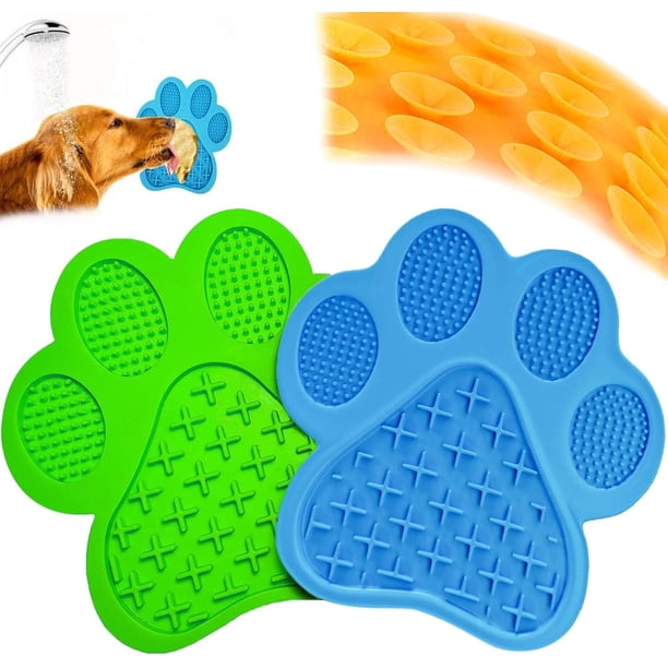 Almohadilla para lamer para perros, 2 unidades, reductor de ansiedad para perros, tapete de alimentación lenta, rompecabezas para perros con ventosas, lamida entretenida (verde y azul)