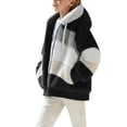 thumbnail image 2 of CCRFTGI Hoodie for Children Boys Girls 10-12 Sherpa Patchwork Fleece Lined Full Zip Hooded Sweatshirt Trendy Winter Spring Jacket Cozy Warm Sweatshirts Black 12-13 Years, 2 of 6
