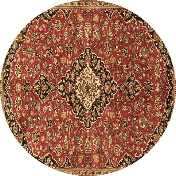 Ahgly Company Indoor Round Medallion Brown Traditional Area Rugs, 7' Round