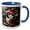 Blue/White, variant on 3drose, a Chickadee Wearing a Santa Hat and Scarf, 11oz Two-tone Green Mug