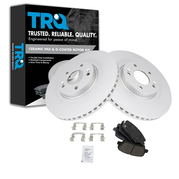 TRQ Front Brake Pad & Rotor Kit Brake Pads Brake Rotor Ceramic Premium G-Coated Fits Select 2013-2016 Hyundai Santa Fe Sport 2014 Kia Sorento