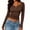 03# Brown, variant on Women's Slim Fit Ribbed Crop Top Button Front Long Sleeve Casual Going out Blouse Soft Stretchy Knit Fall Layering Essential S-2XL