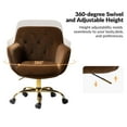 thumbnail image 4 of Velvet Tufted Office Chair Upholstered Swivel Modern Adjustable Armchair Metal Base Home Bedroom Brown, 4 of 7