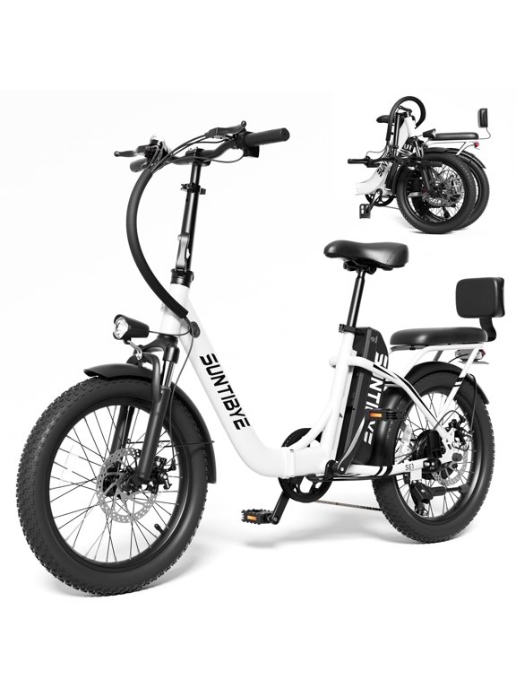 SE1 Class 2 Folding Electric Bike, 750W, 20 MPH, 48V 15Ah, 20" x 3.0" Tires, UL2849, White