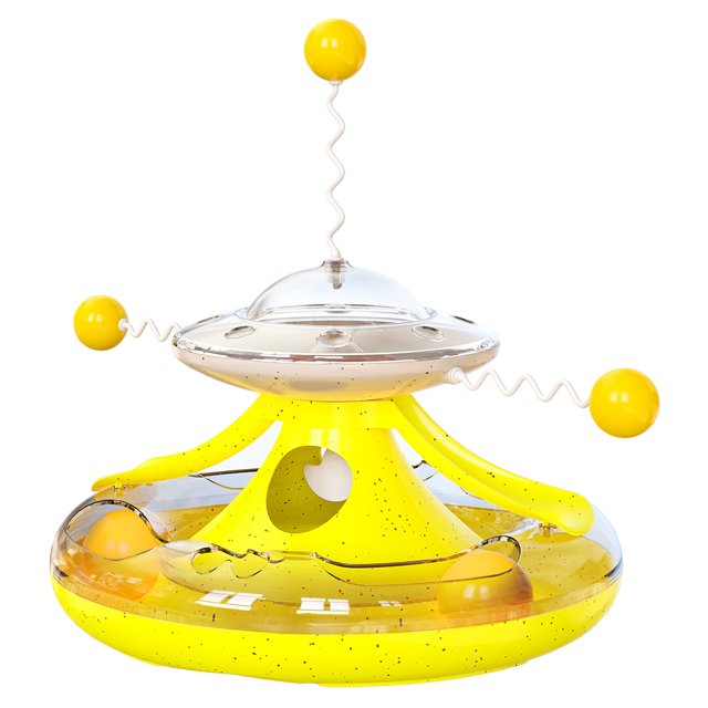 Tocadiscos Para Gatos, Juguete Con Fugas De Comida, Alimentador Lento Para Mascotas Con Divertidas Bolas Giratorias, Juguete De Pista Para Gatos, Dispensador De Comida Multifuncional Y Juguete Yuarrent PT001632-03