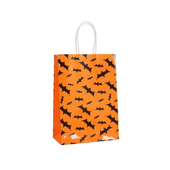 Halloween Themed Kraft Paper Gift Bags,Candy Bag With Handles For Party Treats And Favor Storage Packaging Supplies Decoration , 12pcs, A