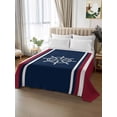 thumbnail image 2 of Navy Blue Red Stripe King Size Flat Sheet, Wrinkleproof & Fadeproof Cooling Flat Bed Sheet Only, Coastal Nautical Rudder Farmhouse Breathable Soft Bedding Top Sheets 105 x 98 Inches, 2 of 8
