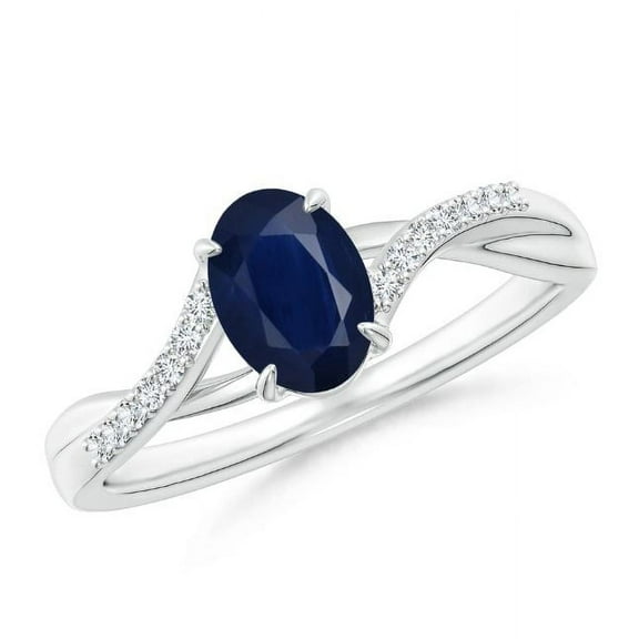 Oval Shape Blue Sapphire CZ Diamond Cocktail Band Ring Women 925 Sterling Silver September Birthstone Mothers Day Women Gift Gemstone Jewelry
