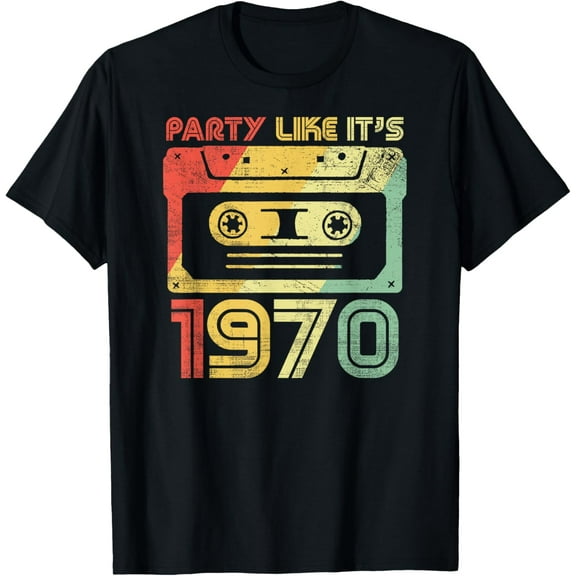 Party Like It's 1970 Retro 70s Party Outfit Costume T-ShirtMen and women, Black T-shirt, size: Extra large