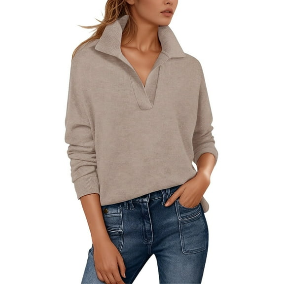 GJSYRH Oversized Pullover Sweater Women Elegant Women's High Neck Pullover Sweater Long Sleeve Loose Fit Knitted Top for Everyday Casual Wear and