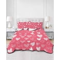 thumbnail image 2 of Quilts Queen Size Bedding Set, Valentine's Day Reversible Summer Quilt 3 Pieces, Pink White Love Heart Lightweight Bedspreads Coverlets with 2 Pillow Shams for All Seasons, 2 of 5
