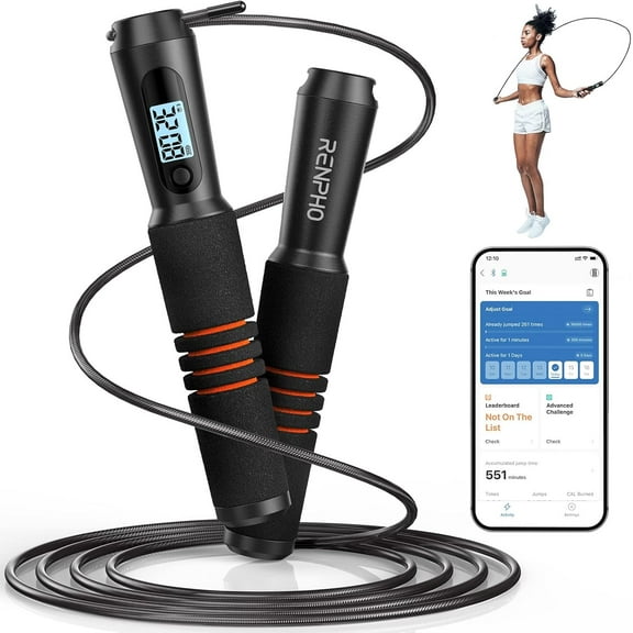 Smart Jump Rope - APP ata Stoge & Tcking & Analysis, Tangle-Free Jumping Rope for Men, Women, Skipping Rope with Counter, Ajustable workout Jump Ropes for Crossfit, Gym, MMA