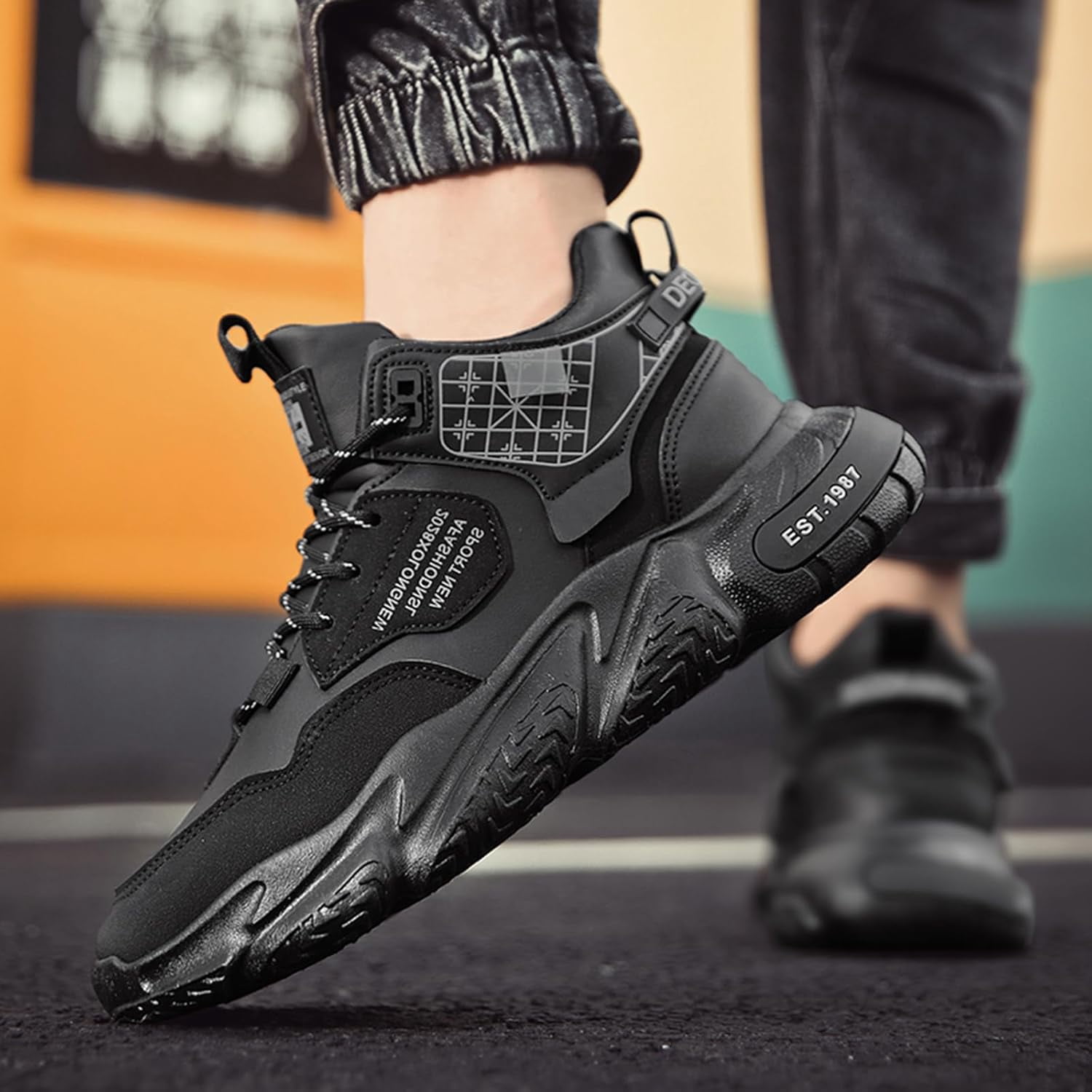 black high top running shoes