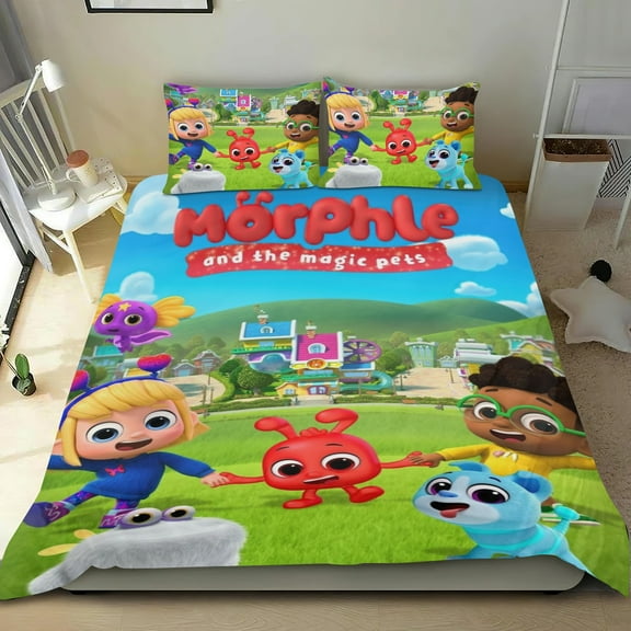 Morphle Themed Bed Sheet Set Three Piece Set 53x79 In ches Comfortable And Skin Friendly Unique Design Creating A Star Studded Night Home Gifts For Family Friends fans