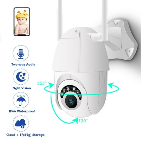 Fixed Indoor/Outdoor PTZ Camera Vandal Dome Wireless IP Security Camera 1080P Vandal-Proof IP66 Weatherproof Support WiFi Hotspot, Zoom Motion Sensor, Remote from iOS Android (Best App For Hacking Wifi For Android)