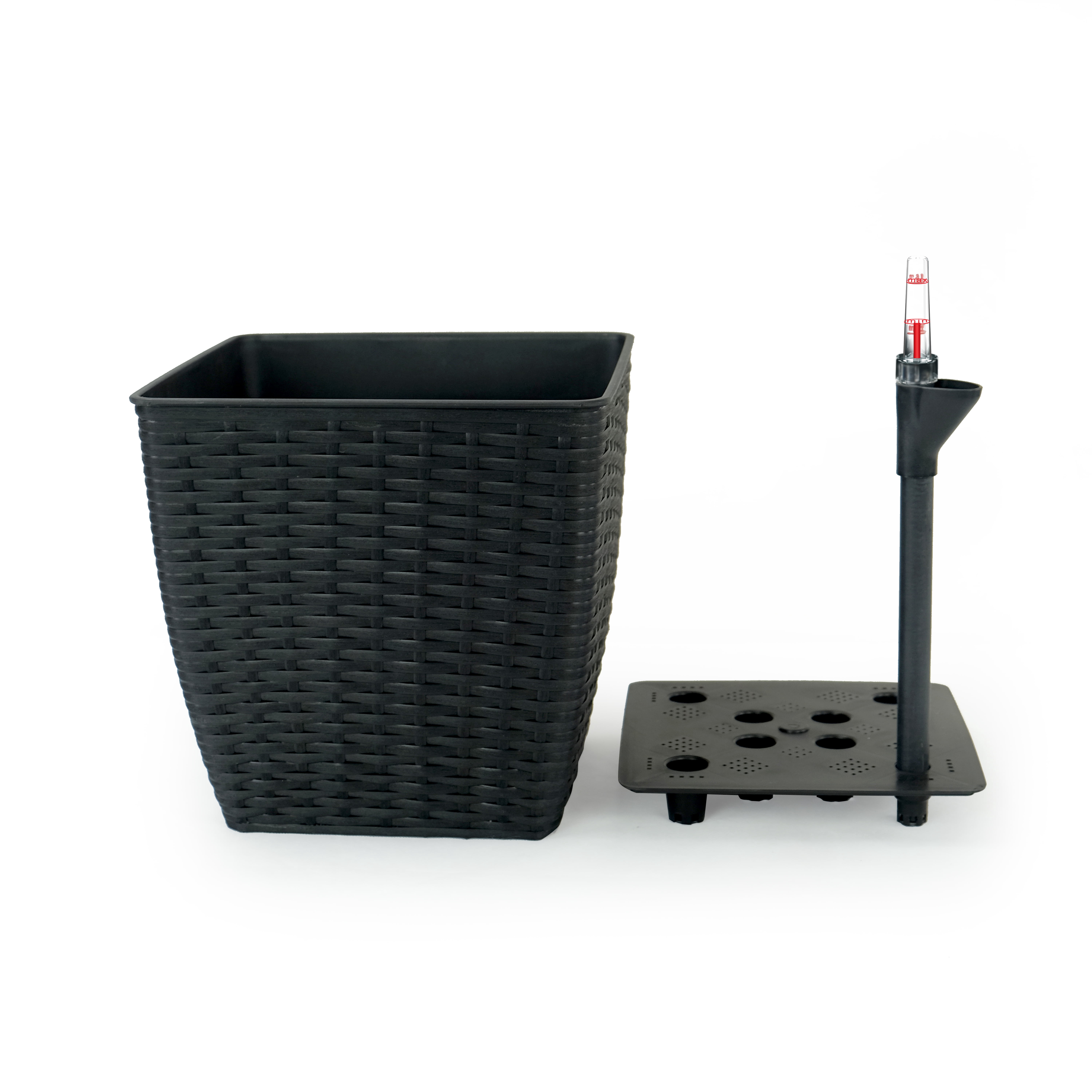 2 pack Self-watering Planter - Hand Woven Wicker - Thin Square