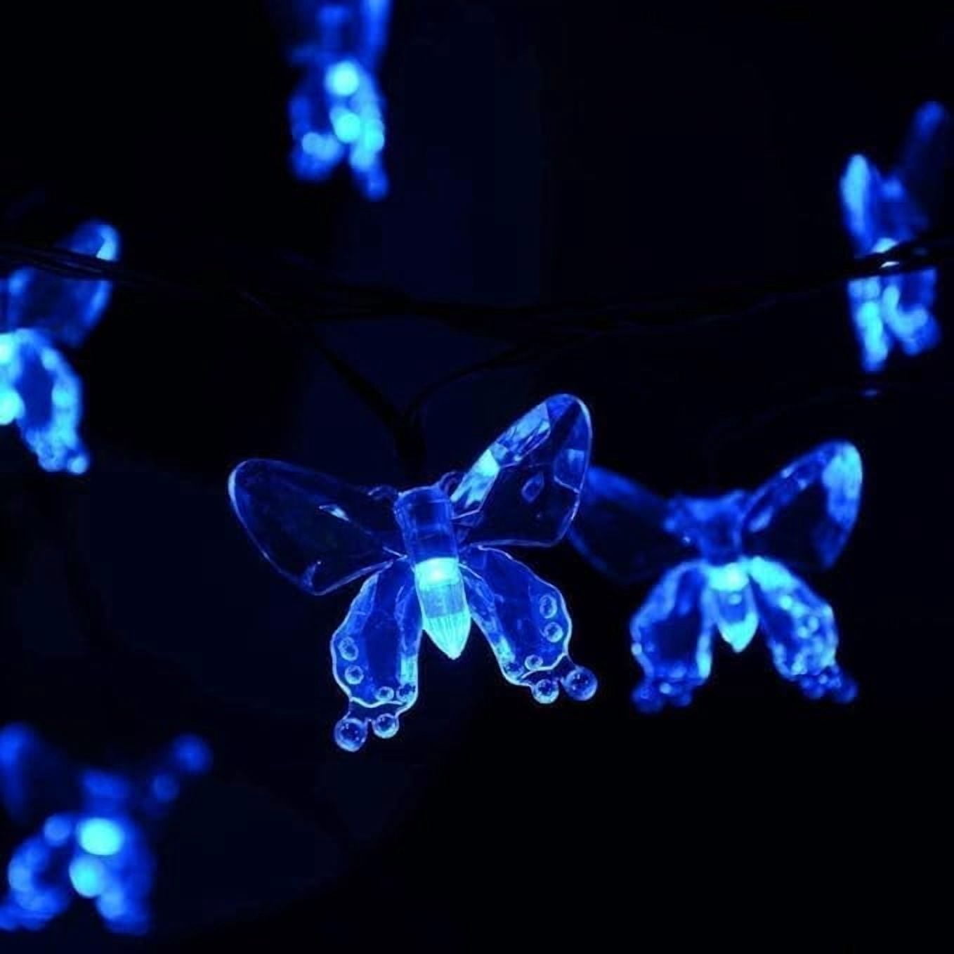 Huiyi Butterfly String Lights, 6.5m30LED Outdoor Solar Powered String Light 8Mode Indoor for Lighting for Lawn Patio Wedding Party Decor