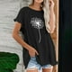 thumbnail image 2 of Blusa superior de lino y algodón con estampado de manga corta y cuello redondo con borlas para mujer Pompotops  hkajfhjk469349, 2 of 5