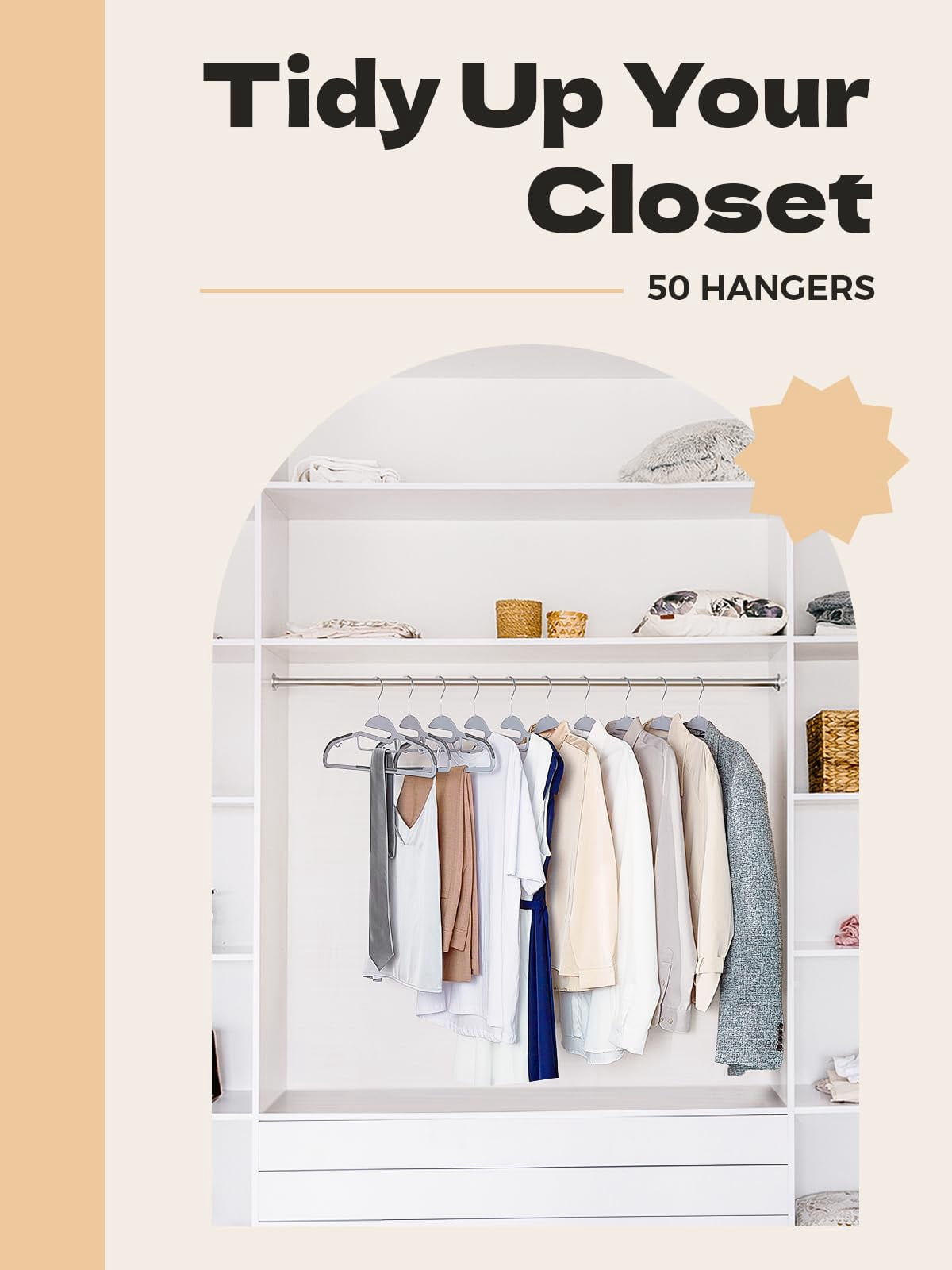 House Day Plastic Hangers 50 Pack Slim Non-Slip Clothes Hangers Space Saving with Rubber Pads S-Shaped Hangers for Shirt, Suit, Pant & Skirt,Gray