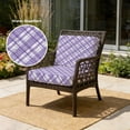 thumbnail image 2 of Outdoor Patio Cushion Covers 4 Pack Purple Plaid Patio Chair Cushion Covers with Ties and Zipper Purple White Grids Geometric Waterproof Outdoor Seat Cushion Covers for Patio Furniture 22"x20", 2 of 7