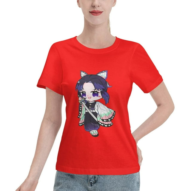 T-Shirt Basique à Manches Courtes pour Femmes Demon Slayer Ninja Papillon