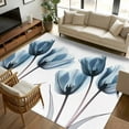 thumbnail image 3 of Navy Blue Tulip Area Rugs 5x8 for Living Room, Watercolor Farmhouse Floral Botanical Non Slip Washable Rug Runner, Low Pile Indoor Floor Carpet Mat Bathroom Rugs for Bedroom, Kids Room, 3 of 9