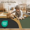 thumbnail image 4 of ODIKA 8'x10' Washable Area Rug Olive and Mustard Geometric Design Bold Abstract Shapes with Striped Accents for Dining Room, Large Office, Lounge, Non-Slip Chair-Friendly Mat, 4 of 7