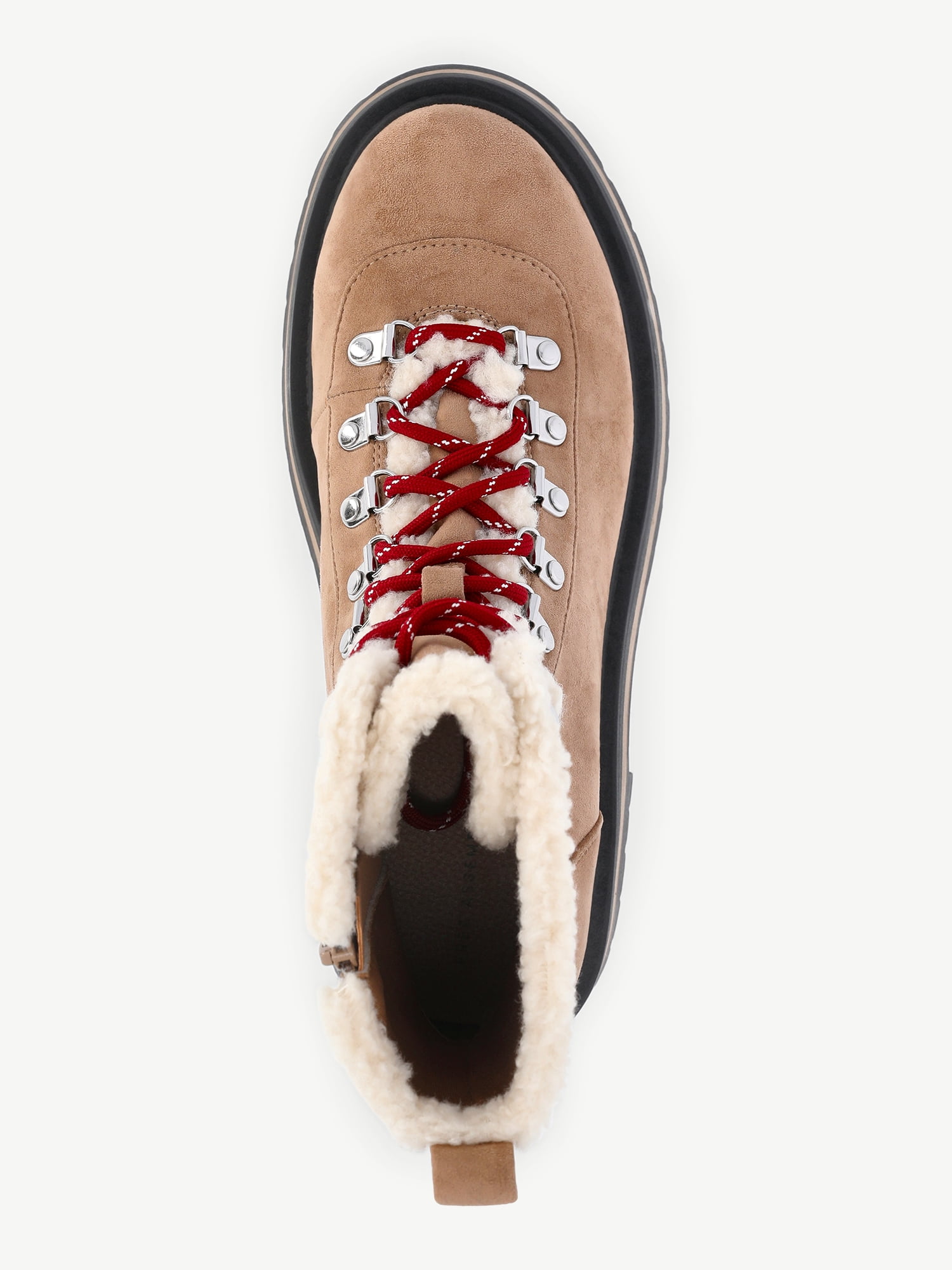 Free Assembly Women's Lace-Up Faux Shearling Booties