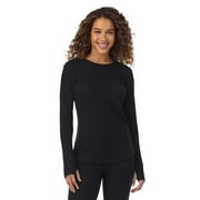 Women's Cuddl Duds® Cozy Stretch Thermal Long Sleeve Crew Top Color: Black Size: MEDIUM