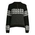 thumbnail image 5 of Heart N Crush Women’s Pattern Zip Pullover Sweater, 5 of 5