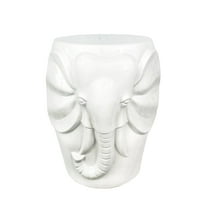 Wild Elephant Drum Ceramic Garden Stool, Exotic Style with Solid Ceramic Build, Cream Color Foot Stool in Garden Furniture