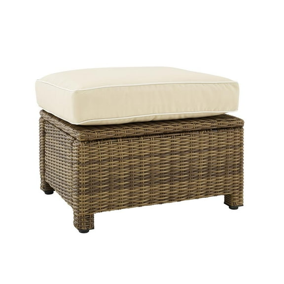 Crosley Furniture Bradenton 25"Fabric Outdoor Ottoman in Sand/Brown