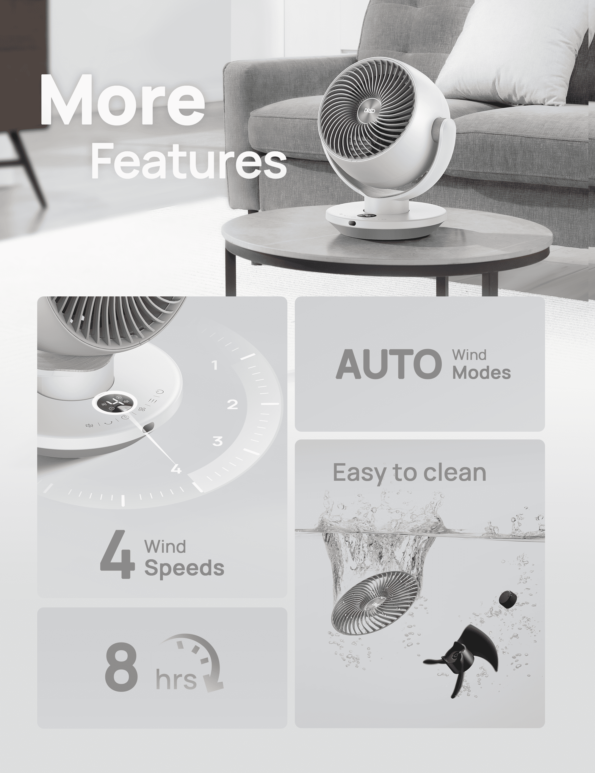 Dreo Fan for Bedroom, Desk Air Circulator Fan with Remote, 11 inch Table Fans for Whole Room, 60ft Powerful Airflow, 120° Vertical Manual +90° Oscillating Fan, 4 Speeds, 8H Timer, Quiet Fan, Home