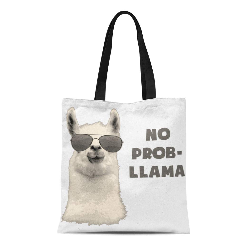 LADDKE Canvas Tote Bag Funny No Problem Llama Cute Problemo Alpaca Deal ...