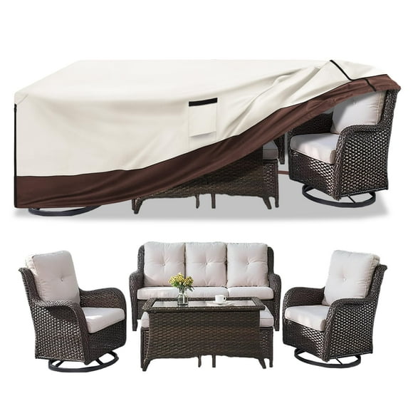 Funda impermeable para muebles de patio Aacabo 600D Oxford para 5 piezas
