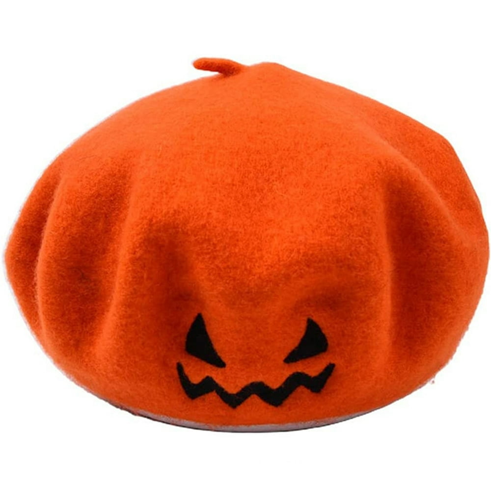 Halloween Pumpkin Beret Vintage Artist Hat Handmade Kawaii  display picture 2