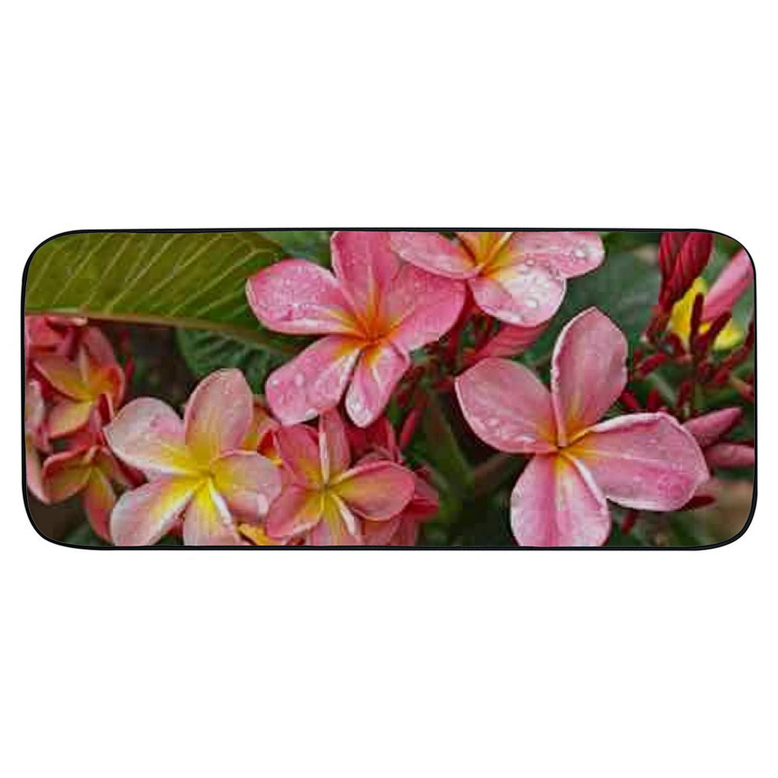Heduofu Decorative Door Mat, Door Mat with Non-Slip Rubber Backing, Easy Cleaning, Traps Dirt, Rug for Entry, Patio, Garage  - Porcelain Flower Purple Season Green Plant Leaf 19.68*47.24 in