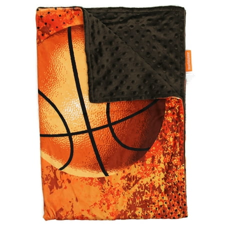 Dear Baby Gear Deluxe Baby Blankets, Custom Minky Print Basketball, 38 Inches by 29